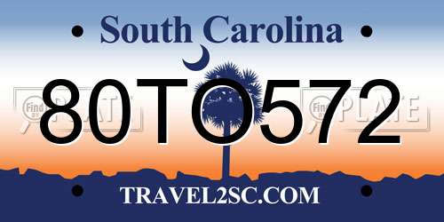 80TO572 South Carolina License Plate