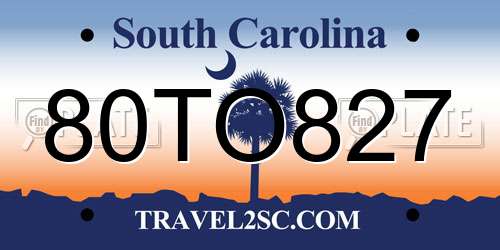 80TO827 South Carolina License Plate