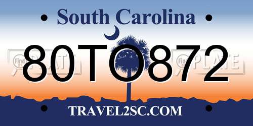 80TO872 South Carolina License Plate