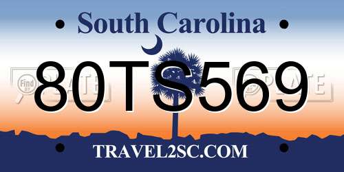 80TS569 South Carolina License Plate
