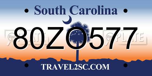 80ZO577 South Carolina License Plate