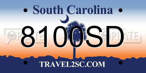 8100SD South Carolina License Plate