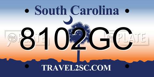 8102GC South Carolina License Plate