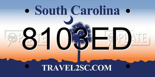 8103ED South Carolina License Plate