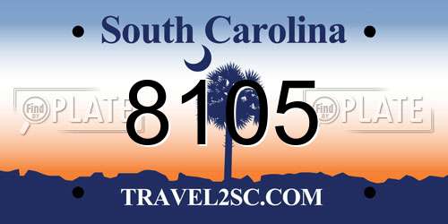 8105 South Carolina License Plate