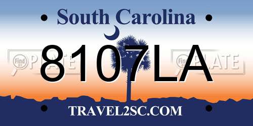 8107LA South Carolina License Plate