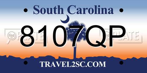 8107QP South Carolina License Plate