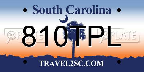 810TPL South Carolina License Plate
