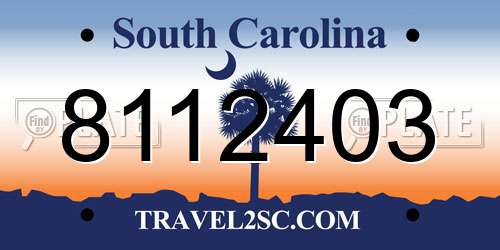 8112403 South Carolina License Plate