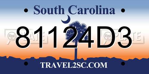 81124D3 South Carolina License Plate