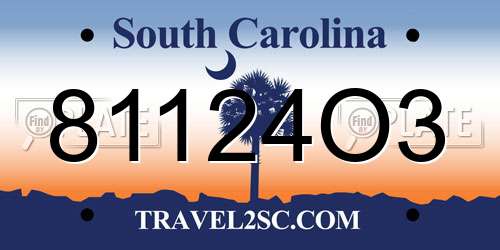 81124O3 South Carolina License Plate