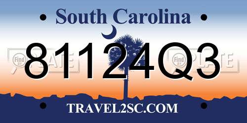 81124Q3 South Carolina License Plate