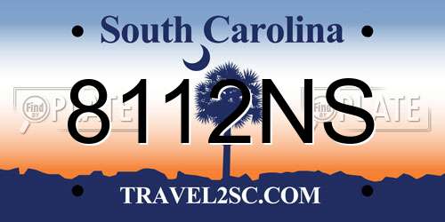 8112NS South Carolina License Plate