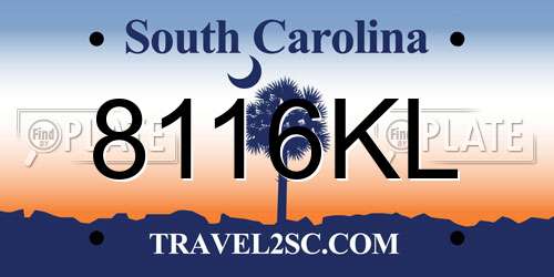 8116KL South Carolina License Plate