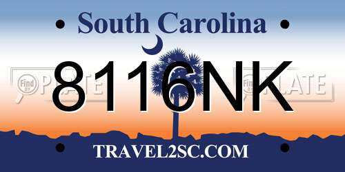 8116NK South Carolina License Plate