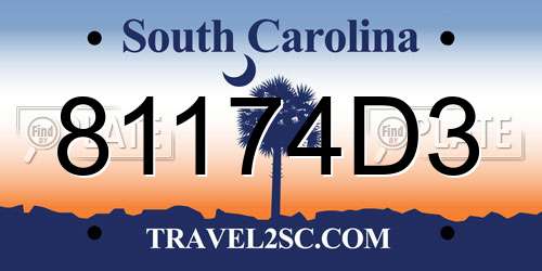 81174D3 South Carolina License Plate