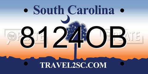 8124OB South Carolina License Plate