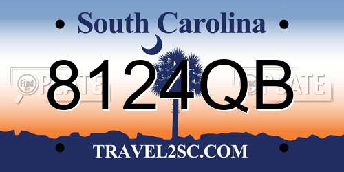 8124QB South Carolina License Plate