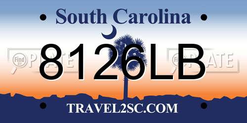 8126LB South Carolina License Plate