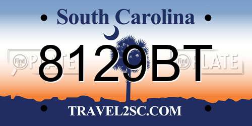 8129BT South Carolina License Plate