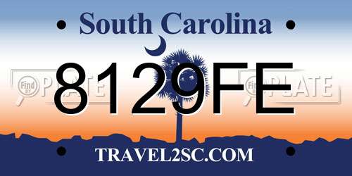 8129FE South Carolina License Plate