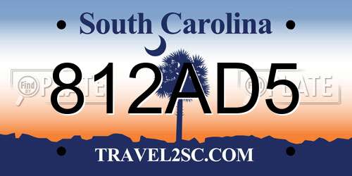 812AD5 South Carolina License Plate