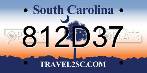 812D37 South Carolina License Plate