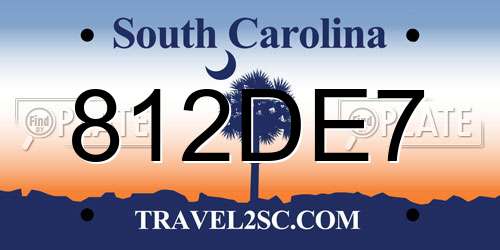 812DE7 South Carolina License Plate