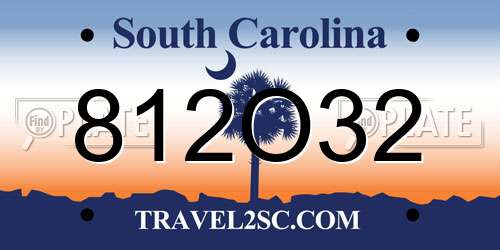 812O32 South Carolina License Plate
