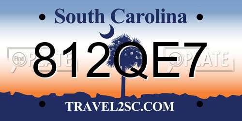 812QE7 South Carolina License Plate