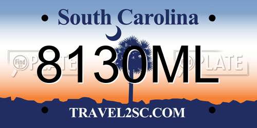 8130ML South Carolina License Plate