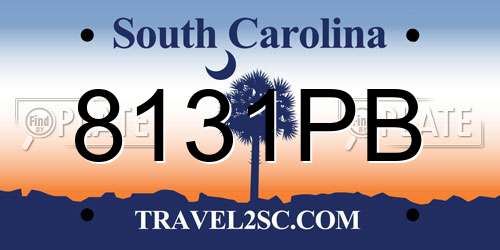 8131PB South Carolina License Plate