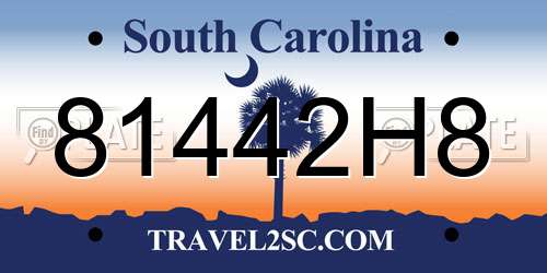 81442H8 South Carolina License Plate