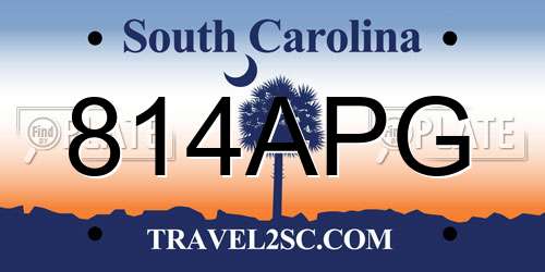 814APG South Carolina License Plate