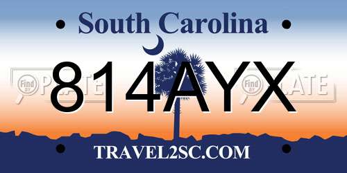 814AYX South Carolina License Plate