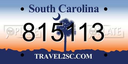 815113 South Carolina License Plate
