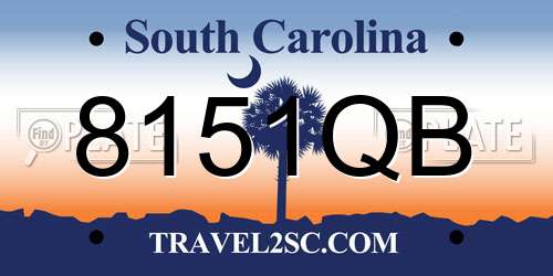 8151QB South Carolina License Plate