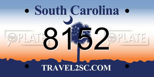 8152 South Carolina License Plate