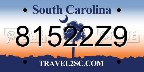 81522Z9 South Carolina License Plate