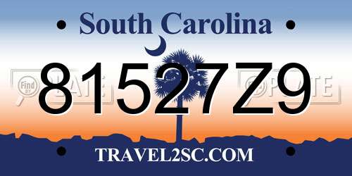 81527Z9 South Carolina License Plate