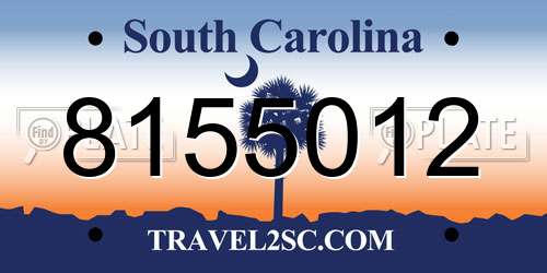 8155012 South Carolina License Plate