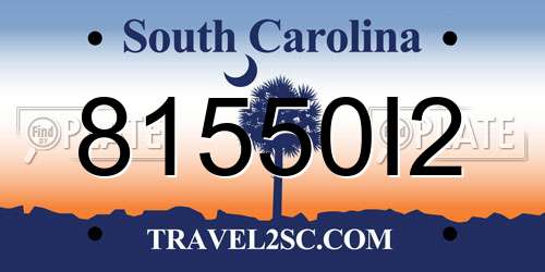 81550I2 South Carolina License Plate