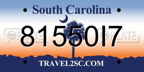 81550I7 South Carolina License Plate