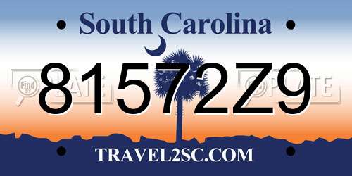 81572Z9 South Carolina License Plate