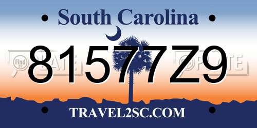81577Z9 South Carolina License Plate