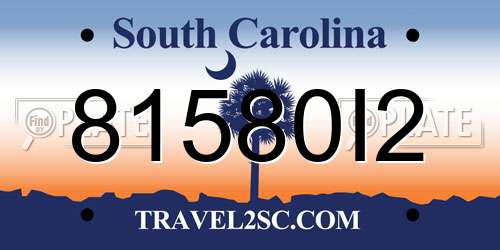 81580I2 South Carolina License Plate
