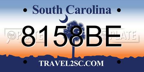 8158BE South Carolina License Plate