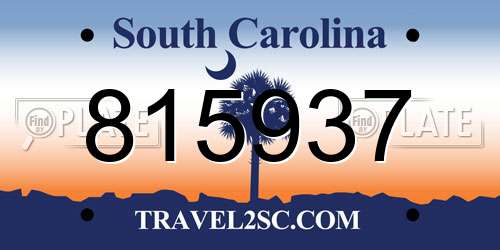 815937 South Carolina License Plate