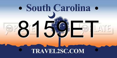 8159ET South Carolina License Plate