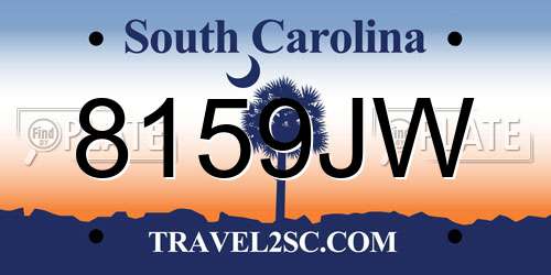 8159JW South Carolina License Plate